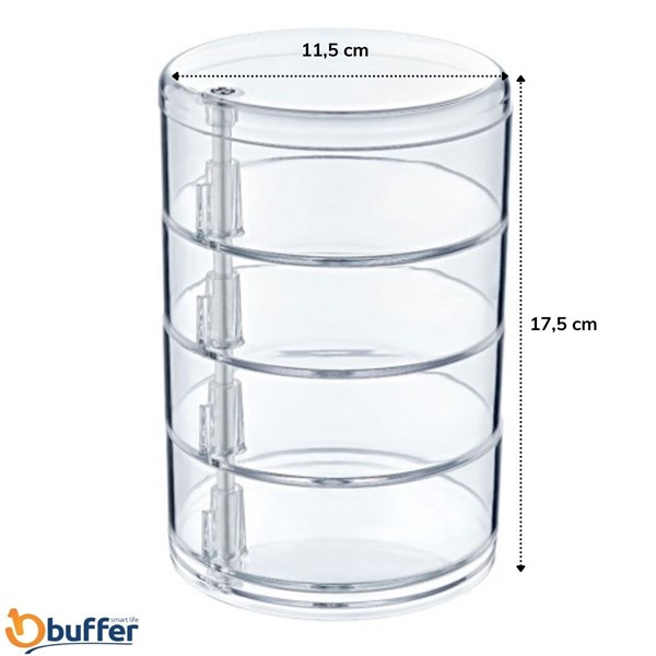 BUFFER® 4 Katlı Dönebilen Şeffaf Takı Organizer Düzenleyici