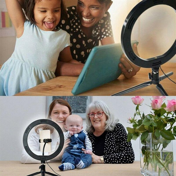 BUFFER® 8inç 20cm Youtube Instagram Tiktok Selfie  Stüdyo Video Fotoğraf Ring Light  Tripod Led Halka Işık