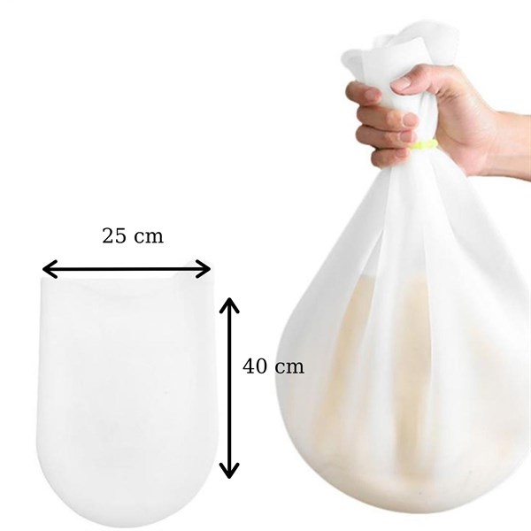 BUFFER® Büyük  Hamur Torbası  Silikon Şeffaf Hamur Yoğurma Torbası Ekmek Makarna Mantı  Hamuru Kolay Yoğurma
