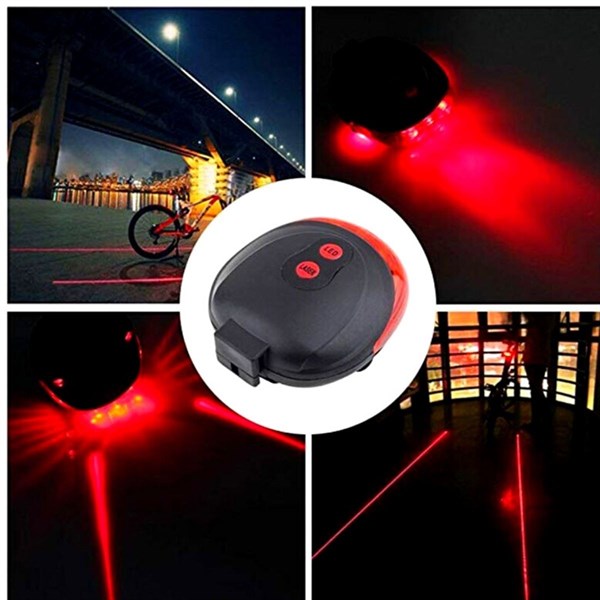 BUFFER® Çok Fonksiyonlu Pilli Bisiklet Led Lazer Işığı Arka Stop Lambası