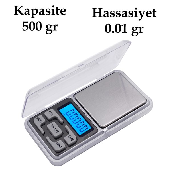 BUFFER® Dijital Hassas Elektronik Cep Terazi Tartı 500 Gr 0.01 Gr Hassasiyet