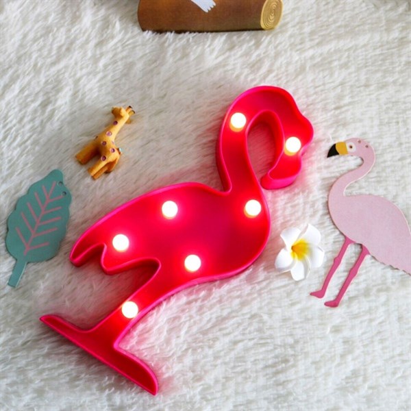 BUFFER® Flamingo Ledli Pilli Dekoratif Masa Duvar ve Gece Aydınlatma Lambası