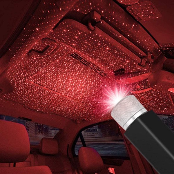 BUFFER® Kırmızı Ayak Altı Tavan Led Araç içi Aydınlatma Oto Araba İç Disko Ayarlanır USB Lamba Işık