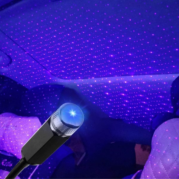 BUFFER® Mavi Ayak Altı Tavan Led Araç içi Aydınlatma Oto Araba İç Disko Ayarlanabilir USB Lamba Işık