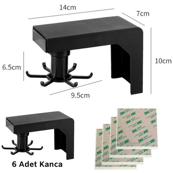 BUFFER® Multi Çok Amaçlı Kolay Temizlenen  Mutfak Banyo Takı Duvar Askılık Aparatı
