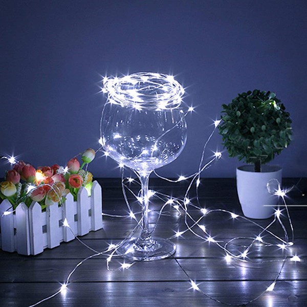 BUFFER® Pilli Dekoratif Peri Led Işık 10 Metre Beyaz Parti Aydınlatma
