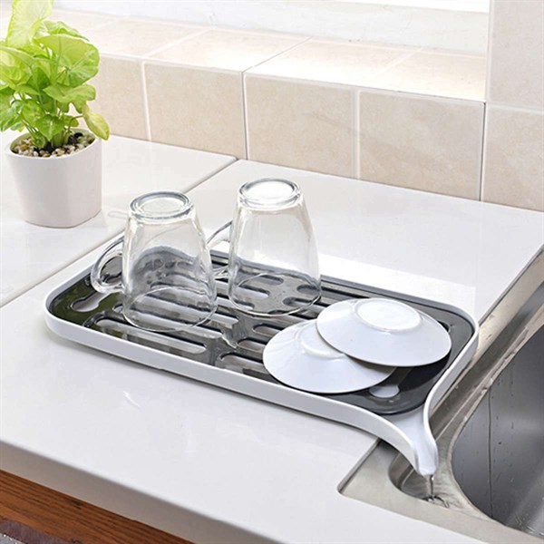 BUFFER® Pratik Lavabo Kenarı Tezgah Üstü Süzmatik Süzgeçli Bulaşık Sepeti