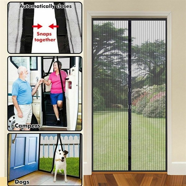 BUFFER® Pratik Manyetik Mıknatıslı Siyah Kapı Sinekliği Tülü 90 X 210 Cm