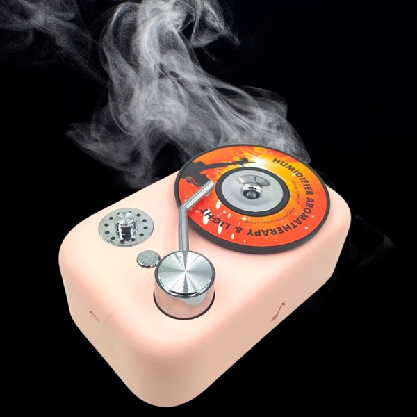BUFFER® Renkli Işıklı Bebek Hafif USB Kablolu Gramofon Oda Ev Ortam Hava Nemlendirici Buhar Makinesi