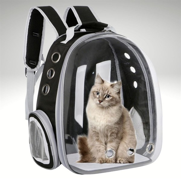 BUFFER® Şeffaf Astronot Kapsül Kedi Köpek Seyahat Yolculuk Fermuarlı Hava Alan Taşınabilir Sırt Çantası