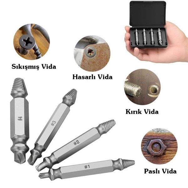 BUFFER® Speed Out Hasarlı Bozuk Vida Çıkarıcı Hasar Görmüş Vida Sökme