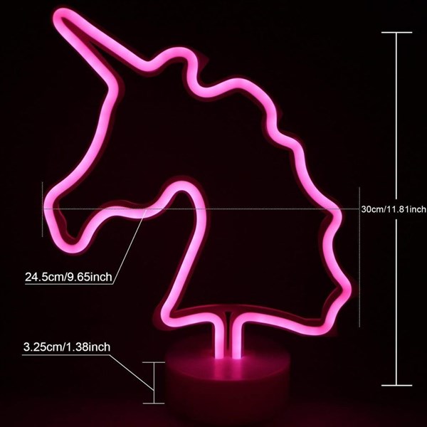 BUFFER® Unicorn Renkli Dekoratif Neon Led Pilli Masa ve Gece Lambası