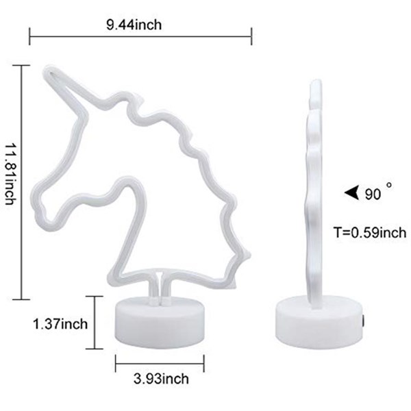 BUFFER® Unicorn Renkli Dekoratif Neon Led Pilli Masa ve Gece Lambası