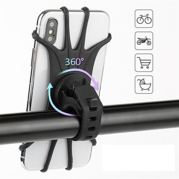 BUFFER® Universal Bisiklet Motosiklet Çocuk Arabası Silikon 360 Derece Telefon Tutucu Tüm Modellerle Uyumlu