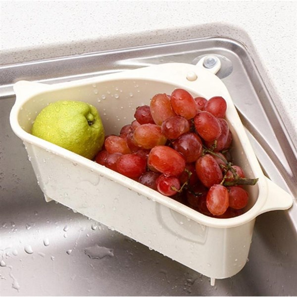 BUFFER® Vantuzlu Üçgen Sebze Meyve  Lavabo Raf Evye Süzgeç Sünger Tutucu Düzenleyici Mutfak Organizer